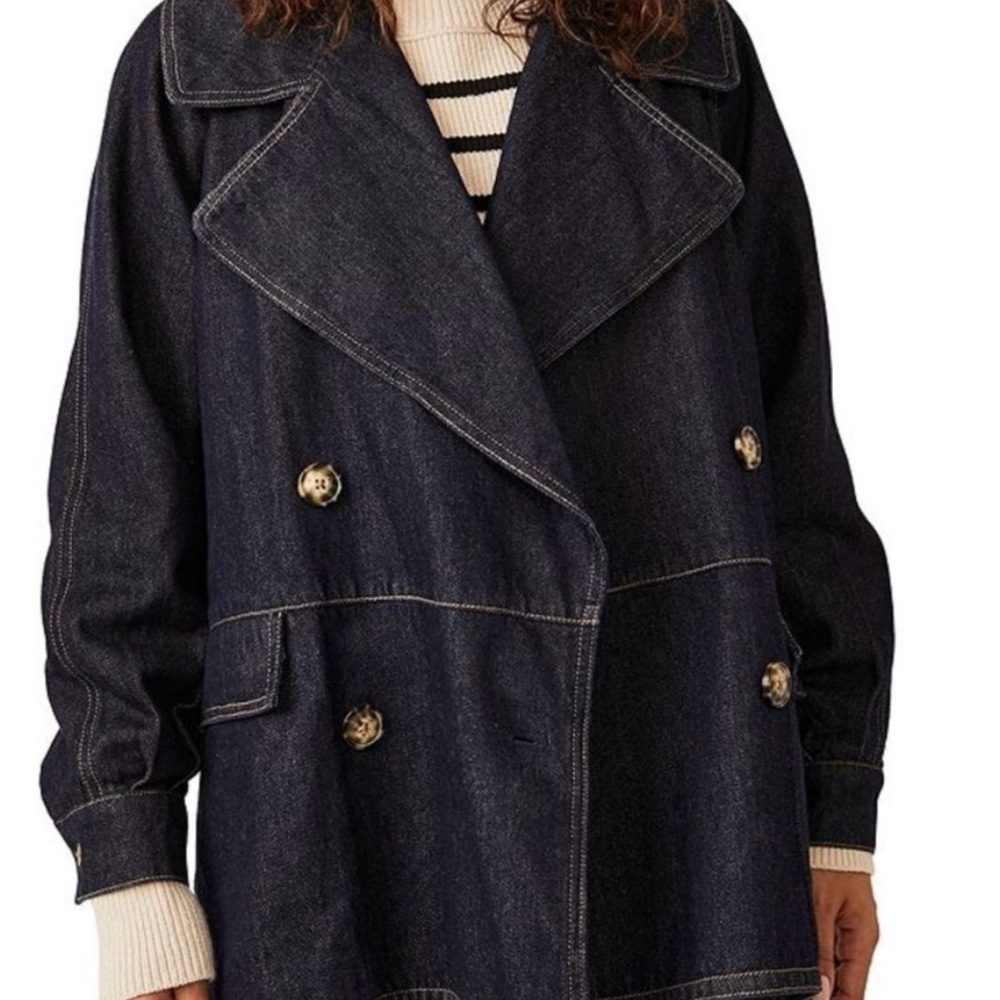 Free People Denim Car Coat